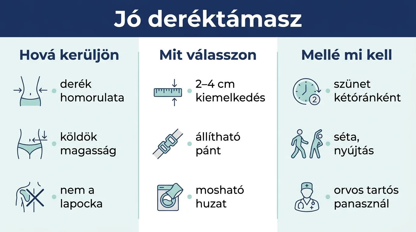 Infografika a deréktámasz helyes választásáról és használatáról