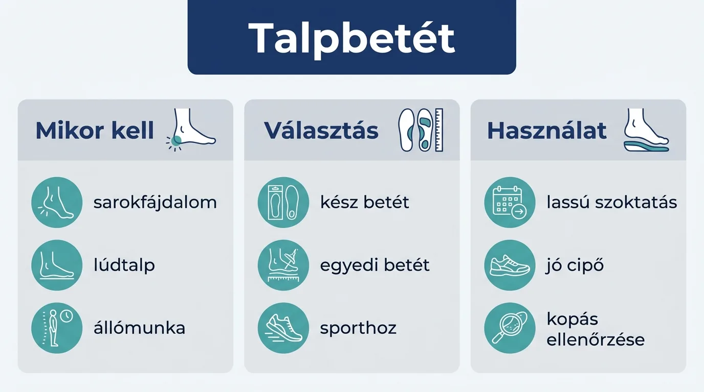 Infografika az ortopéd talpbetét szükségességéről, választásáról és használatáról